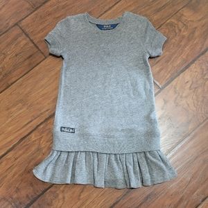 Polo by Ralph Lauren Heather Gray Knit Ruffle-Hem Dress